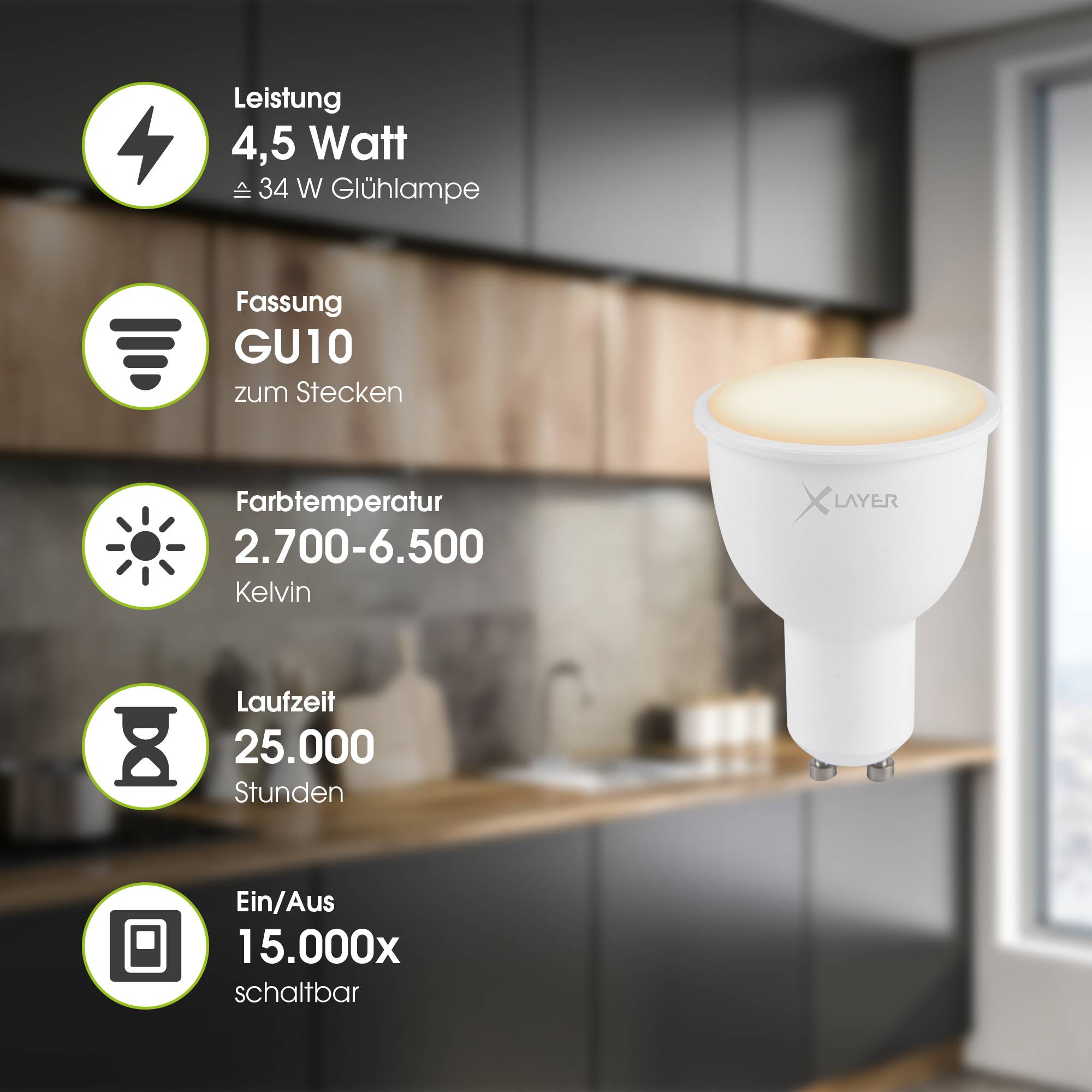 LED Leuchtmittel XLayer Smart Echo GU10 4.5W 380lm Warm- und Kaltweiß Dimmbar-2
