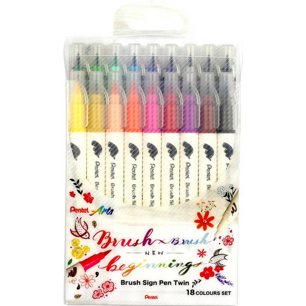 PentelArts BrushSignPen Pinselstift Twin, 18er Set (5231608)