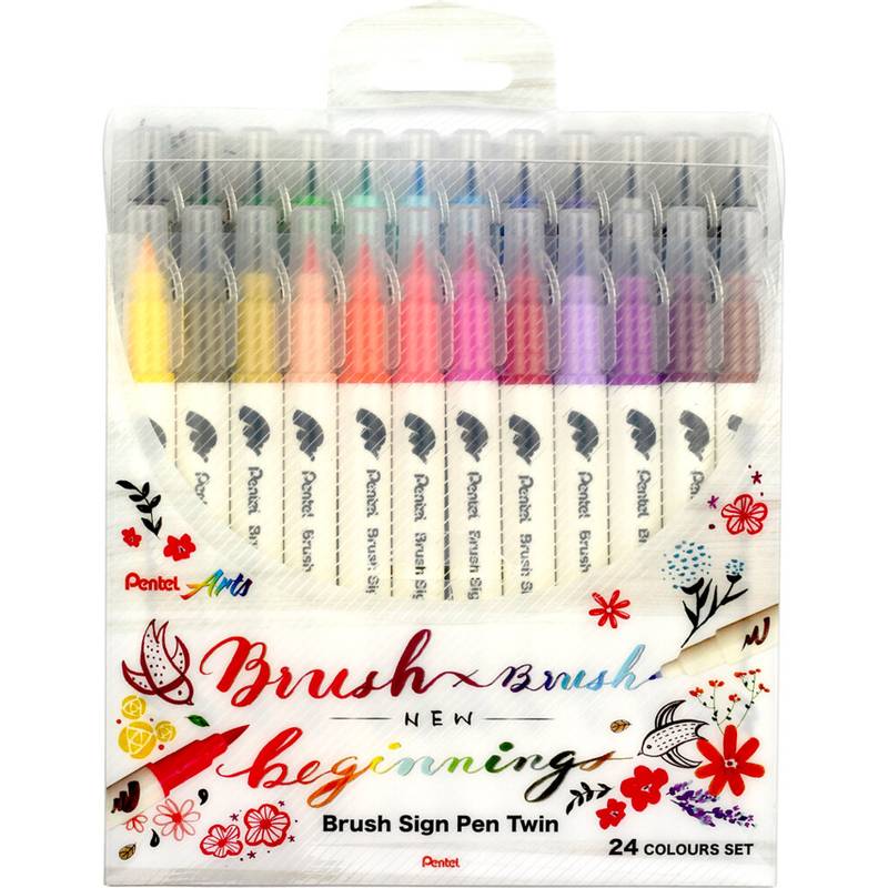 PentelArts BrushSignPen Pinselstift Twin, 24er Set (5231609)-0