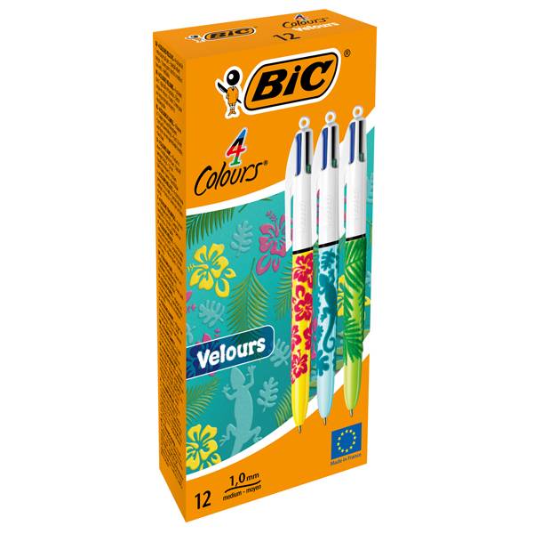 BIC - 4-Farben-Kugelschreiber Velours mehrfarbig Schreibfarbe farbsortiert 1 St.