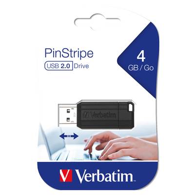 VERBATIM  USB STICK, PINSTRIPE, 4GB 2.0 BLACK