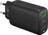 Goobay 61760 USB Netzteil 65W / Schnellladegerät PD & QC 3.0 / 3fach Port USB-C & USB-A / Fast Charger Adapter / Schwarz