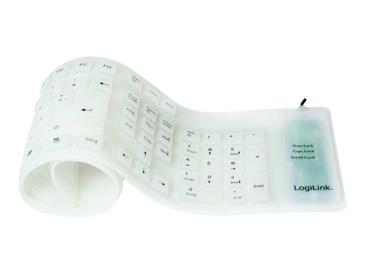 LogiLink Flexible Waterproof - Tastatur - PS/2USB - QWERTZ - Deutsch - weiß-0