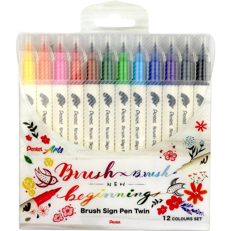 PentelArts BrushSignPen Pinselstift Twin, 12er Set (5231606)-0