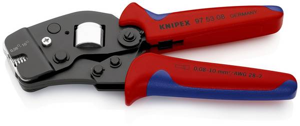 KNIPEX 97 53 08 SB Selbsteinstellende Crimpzange für Aderendhülsen mit Fronteinführung mit Mehrkomponenten-Hüllen