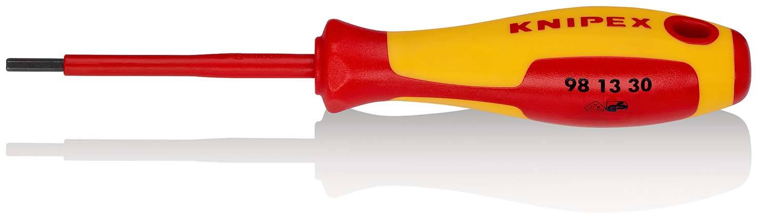 KNIPEX 98 13 30 Schraubendreher für Innensechskantschrauben isolierender Mehrkomponenten-Griff, VDE-geprüft brüniert-0