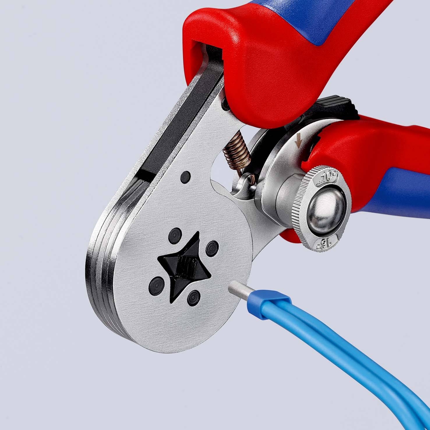 KNIPEX 97 55 04 SB Selbsteinstellende Crimpzange für Aderendhülsen mit Seiteneinführung mit Mehrkomponenten-Hüllen-4