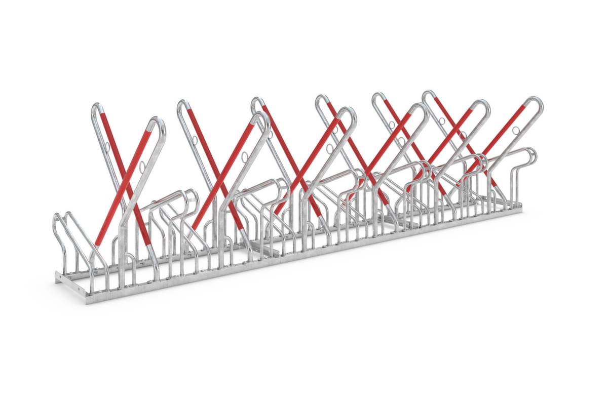 Fahrrad-Anlehnbügel,L 3240mm,2x6 Einstellplätze,Nutzung beidseitig,feuerverzinkt,verschraubt,m. Stahlösen-0