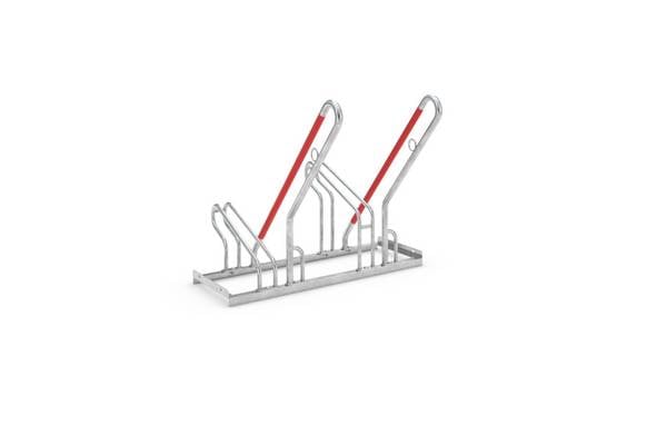 Fahrrad-Anlehnbügel,L 1000mm,2 Einstellplätze,Nutzung einseitig,feuerverzinkt,verschraubt,m. Stahlösen