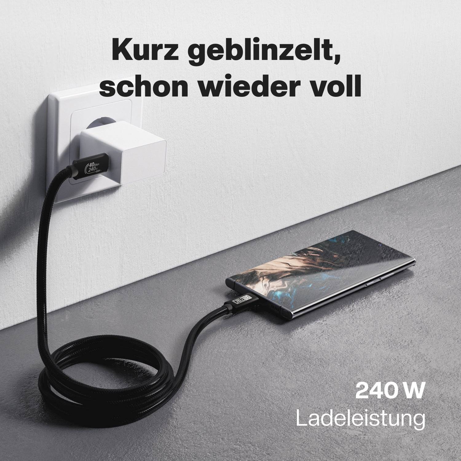 CABLETEX USB4 Gen3x2 USB C Kabel für Thunderbolt 3, Monitorkabel mit 240W Power Delivery und 40 Gbit/s Datenübertragung-1