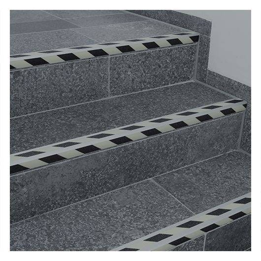 Antirutsch-Treppenkantenprofil R10, selbstklebend, nachleuchtend/schwarz, 53x31x610 mm, 2 Streifen-0