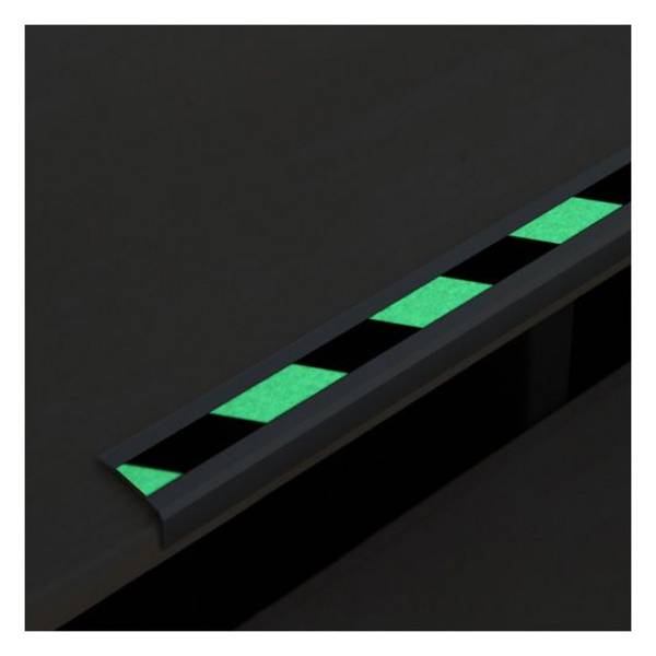 Antirutsch-Treppenkantenprofil R10, selbstklebend, nachleuchtend/schwarz, 53x31x610 mm
