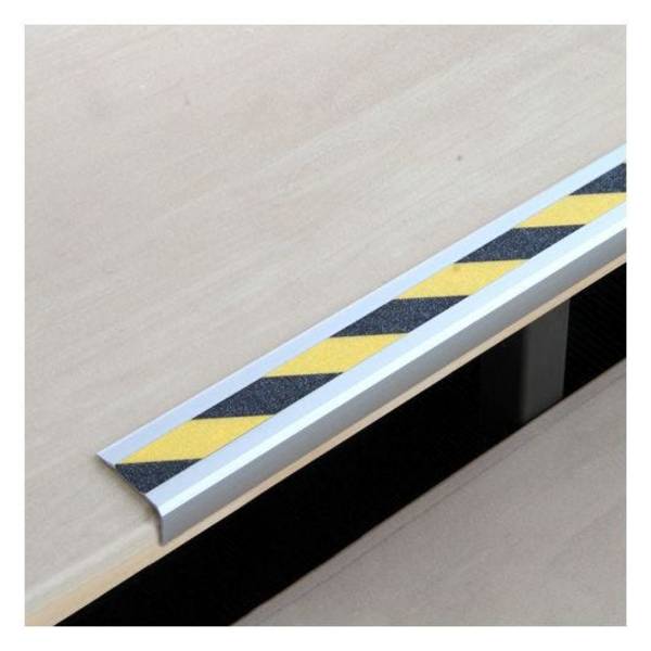 Antirutsch-Treppenkantenprofil R10, selbstklebend, gelb/schwarz, 53x31x610 mm