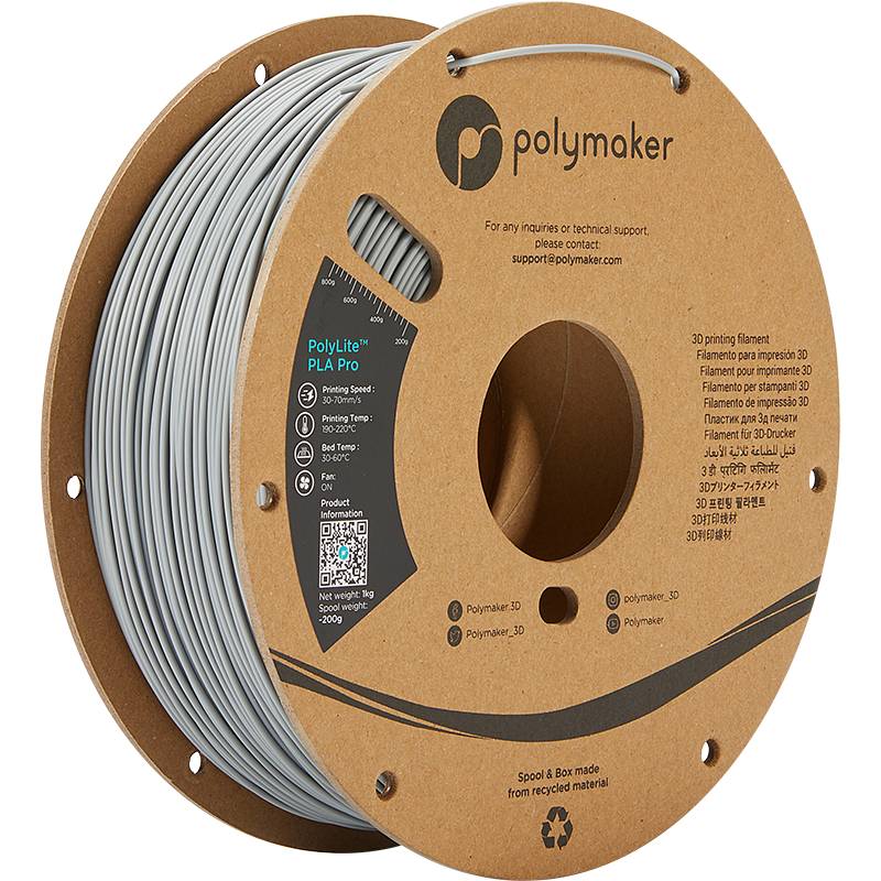 Polymaker PolyLite PLA PRO Grey, 1,75 mm (1.000 g)
