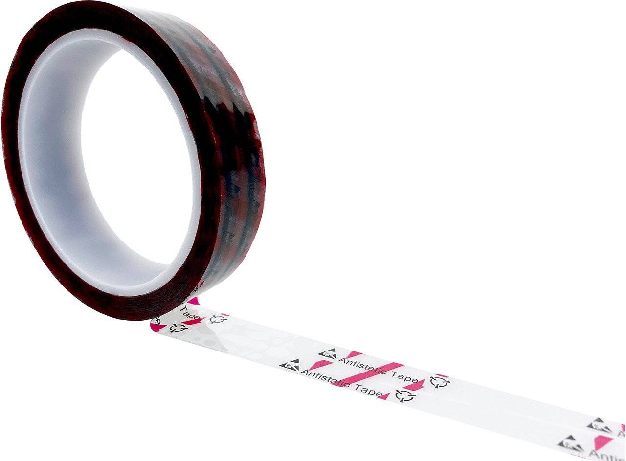 ESD-Klebeband mit ESD-Warnsymbol, transparent/rot, 24mm, 36m-0