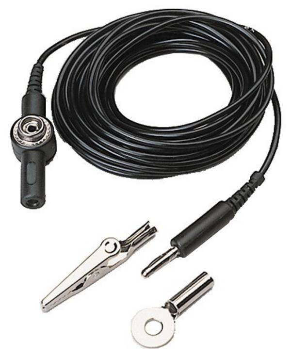 ESD Erdungskabel, 10 mm Druckknopf mit Schutzkappe/Bananensteckerbuchse, L = 3 m