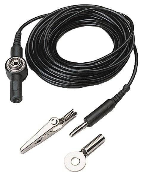 ESD Erdungskabel, 10 mm Druckknopf mit Schutzkappe/Bananensteckerbuchse, L = 3 m-0