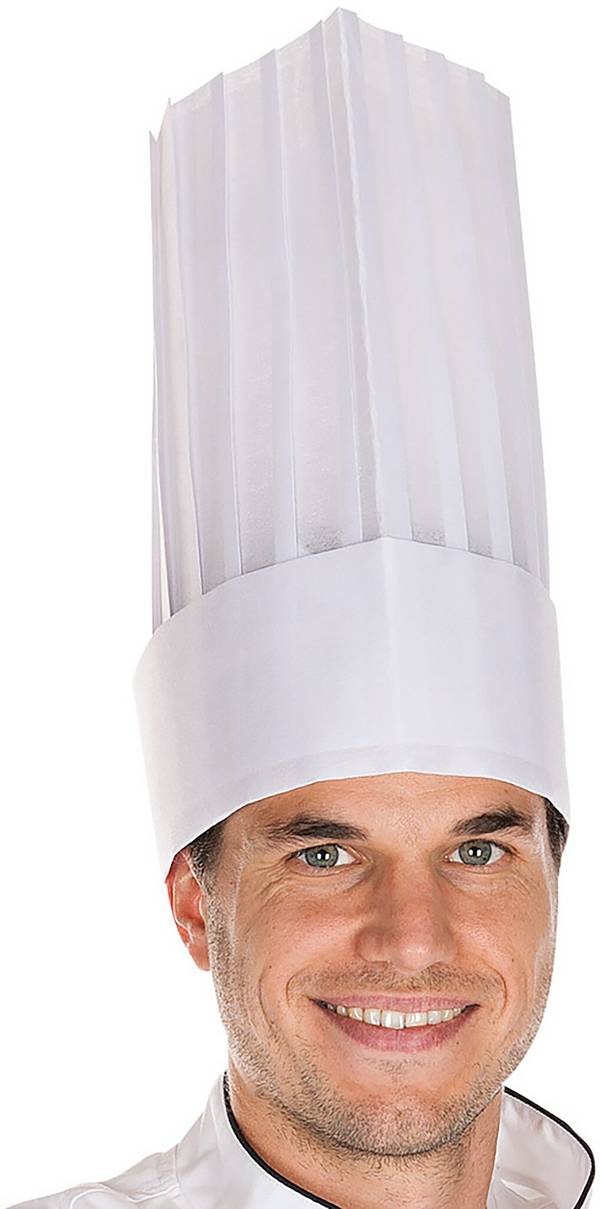 Hygostar Kochmütze 30cm "Le grand Chef" Vlies, gelegte Falten