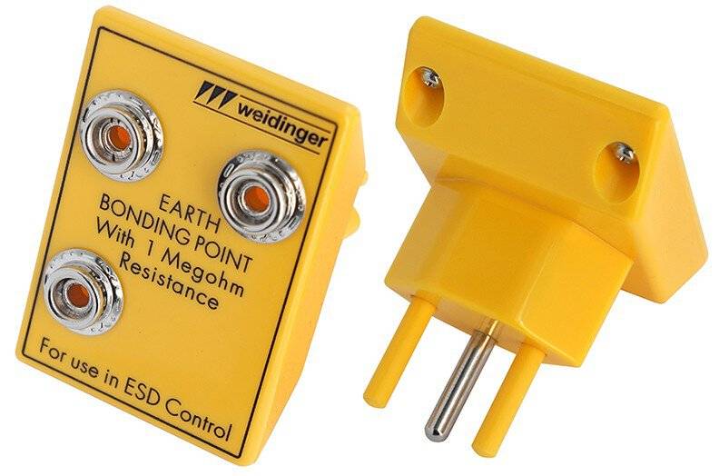 ESD-Erdungsstecker für CH-Steckdose, 3x 10 mm Druckknopf, eckig, gelb-0