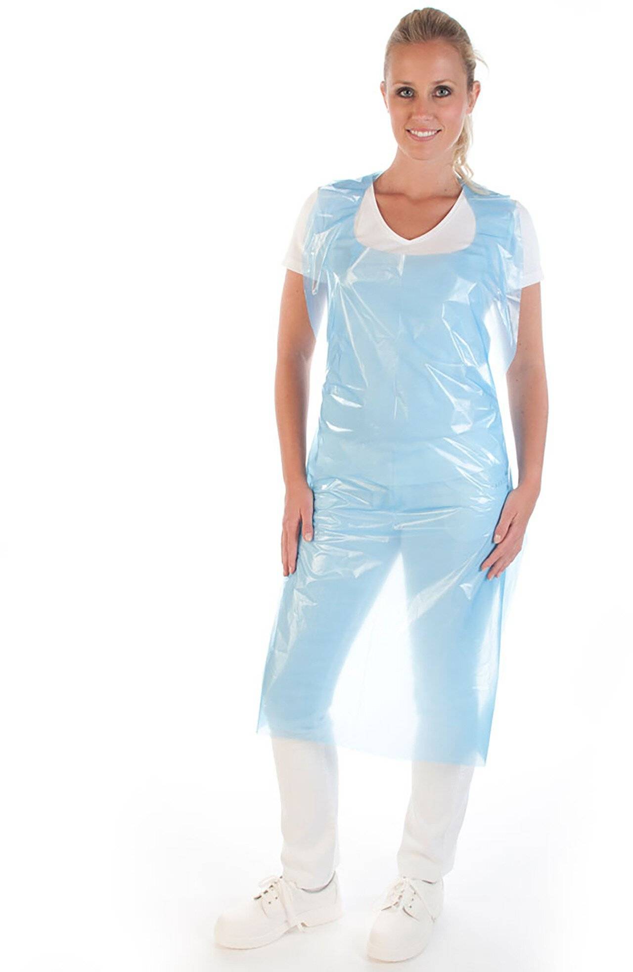 Hygostar LDPE Schürze, 60my, 170x100cm, blau, glatt, geblockt-0