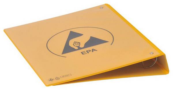 ESD Ringordner DIN A4 PVC IDP-STAT, gelb, Rückenbreite 45 mm / 4 Ring