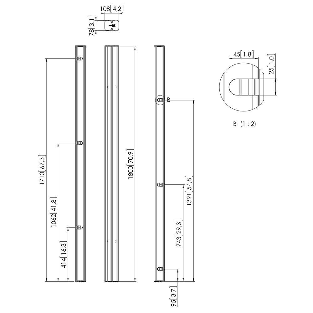Vogels Connect-it PUC 2718 - 180 cm Säule für Bodenhalterung, silber-1
