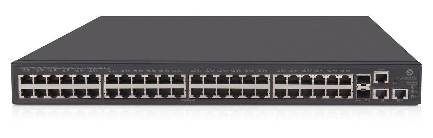 HPE 1950-48G-2SFP+-2XGT-PoE+ - Switch - L3 - managed - 48 x 10/100/1000 (PoE+) + 2 x 10 Gigabit Ethernet / 1 Gigabit Eth-1