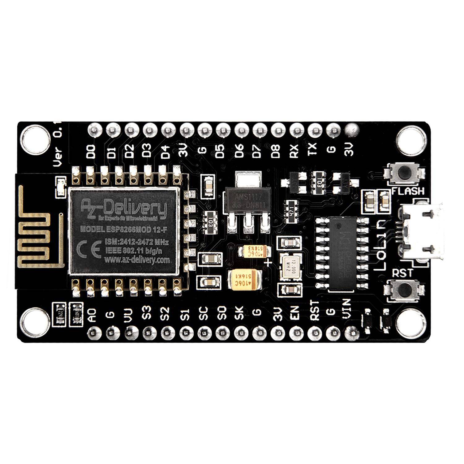 AZ-Delivery NodeMCU Lua Lolin V3 Module ESP8266 ESP-12F WIFI Wifi Development Board mit CH340-4
