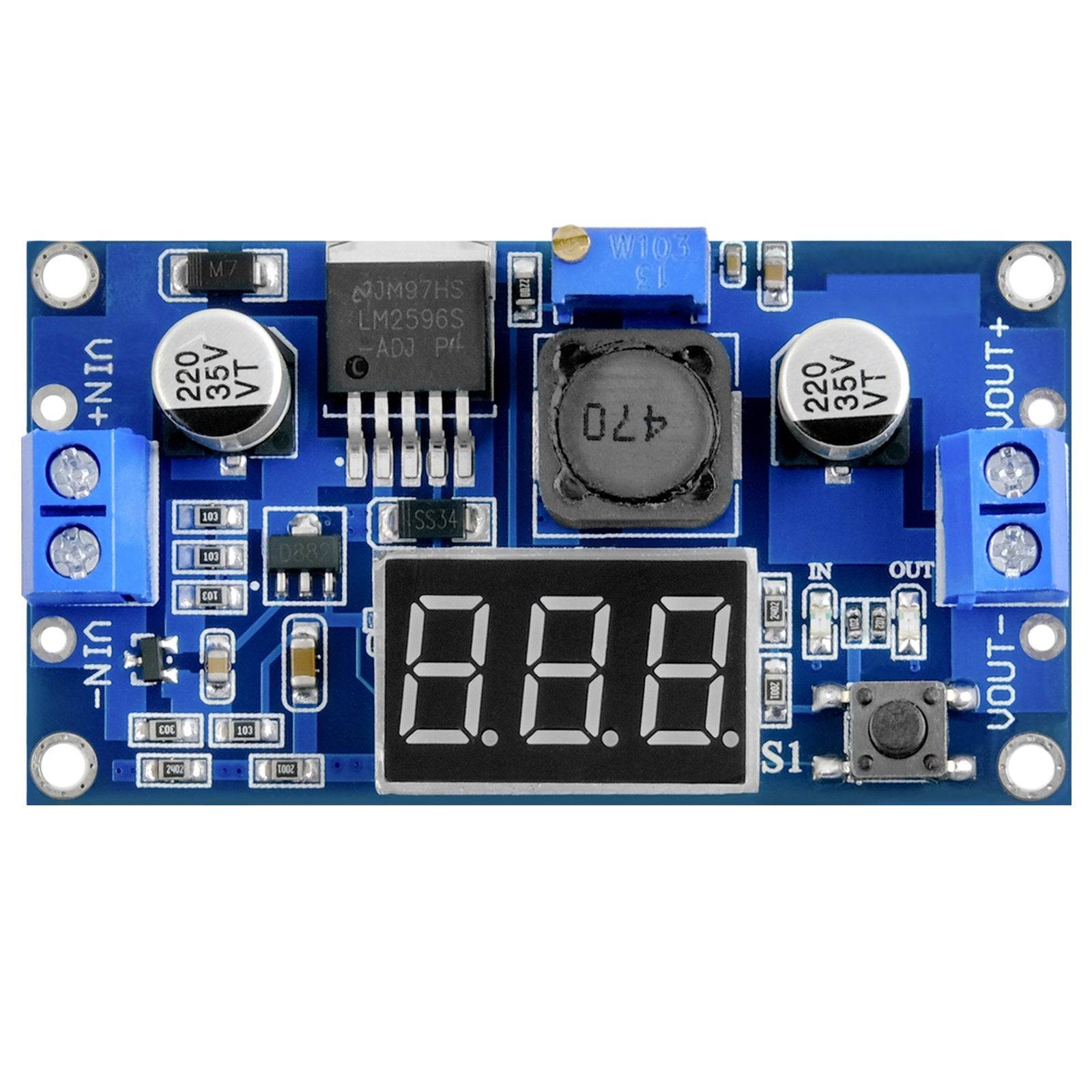 AZ-Delivery LM2596S Step-down DC-DC Buck Converter mit 3-stelliger Digitalanzeige-1