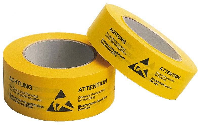 Papierklebeband, gelb, 50 mm x 66 m Rolle, deutsch/englisch-0