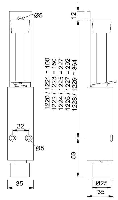 Türfeststeller 1222.02 Alu.silberf.lack.Hubh.60mm Türmontage KWS-1