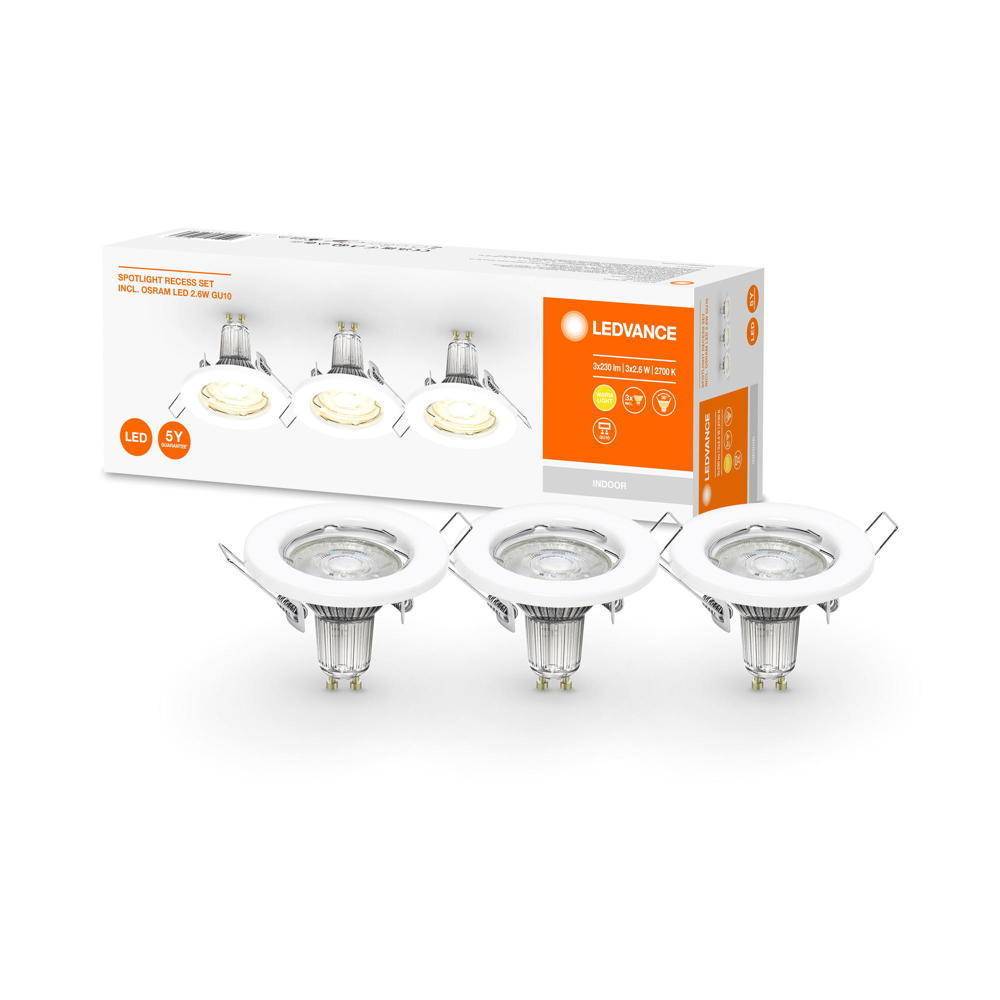 LEDVANCE - 4058075611313 - LED SPOT SET RECESS GU10 3x2.6W GU10 White-0
