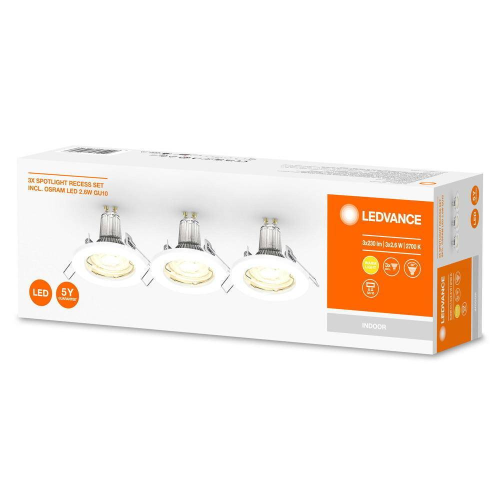 LEDVANCE - 4058075611313 - LED SPOT SET RECESS GU10 3x2.6W GU10 White-2