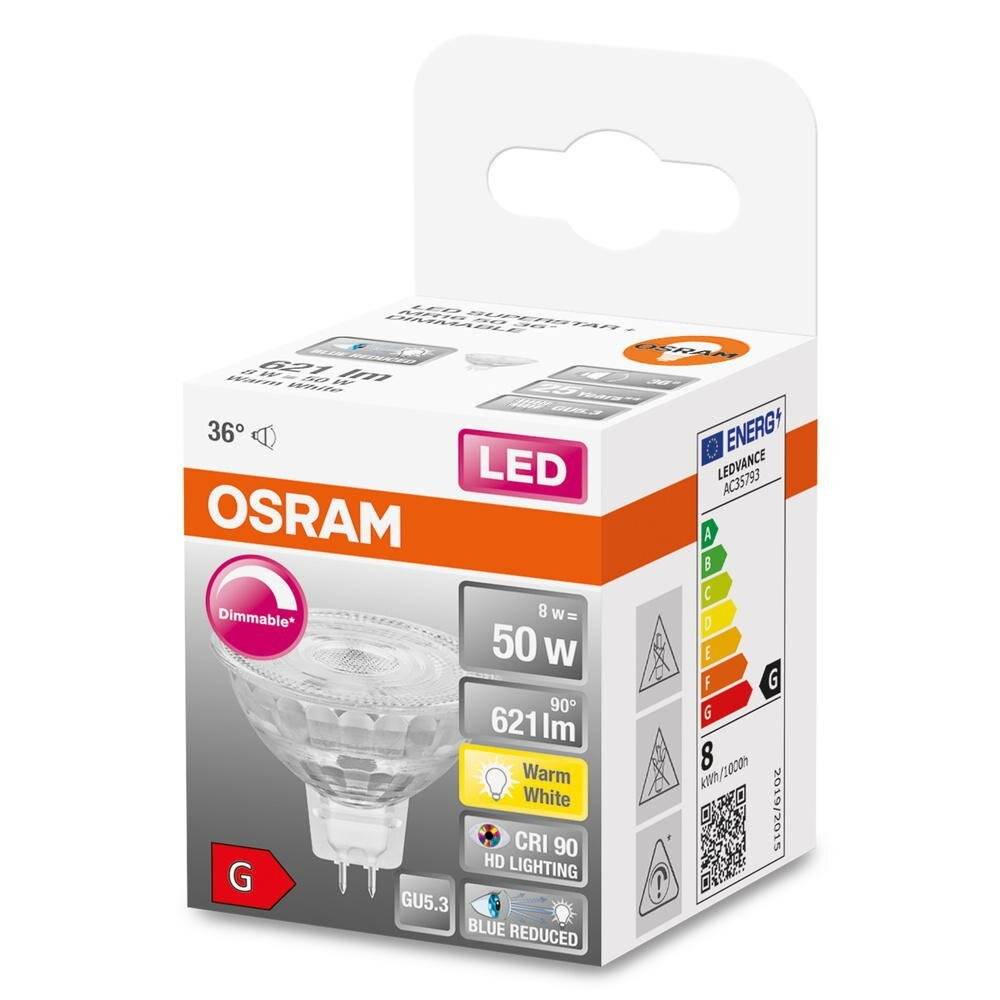Osram LED Lampe ersetzt 50W Gu5.3 Reflektor - Mr16 in Transparent 8W 621lm 2700K dimmbar 1er Pack-2