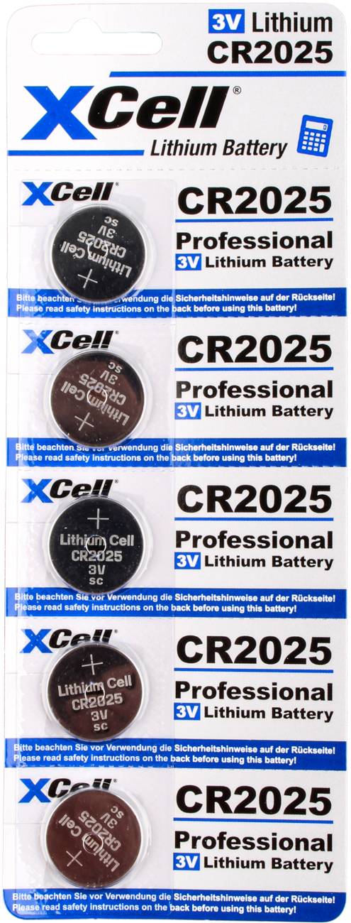 XCell CR2025 Lithium Batterie Knopfzelle CR 2025 3V - 170mAh 5 St.-0
