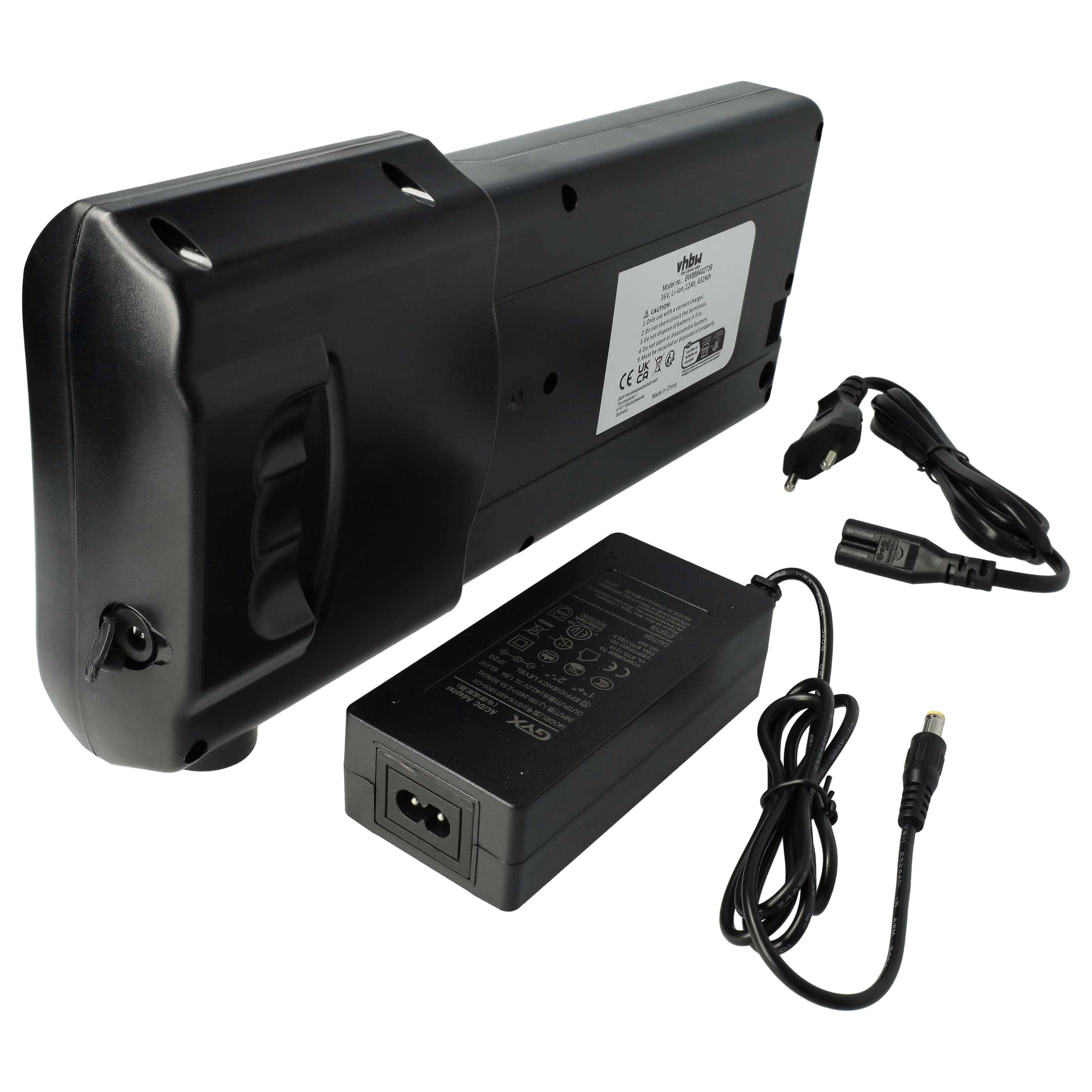 vhbw Akku kompatibel mit Maxcycles zu Ansmann FM 4.1 Motor Traffix 2 E-Bike (12 Ah, 36 V, Li-Ion) + Ladegerät - Schwarz-0