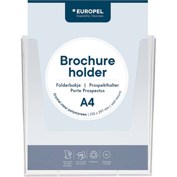 EUROPEL Wand-Prospekthalter, A4 hoch, 1 Fach, glasklar (71700480)