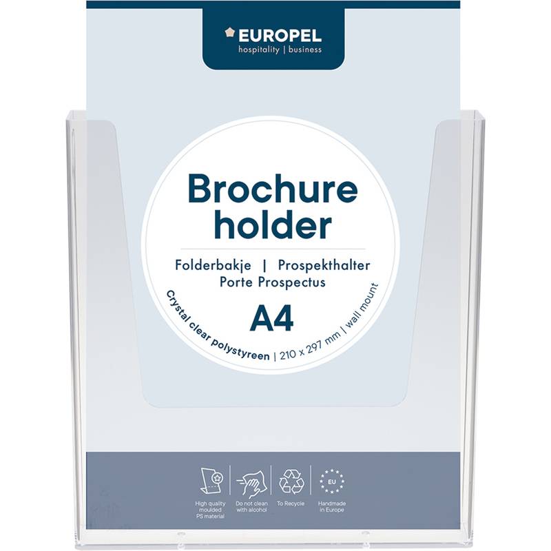 EUROPEL Wand-Prospekthalter, A4 hoch, 1 Fach, glasklar (71700480)-0