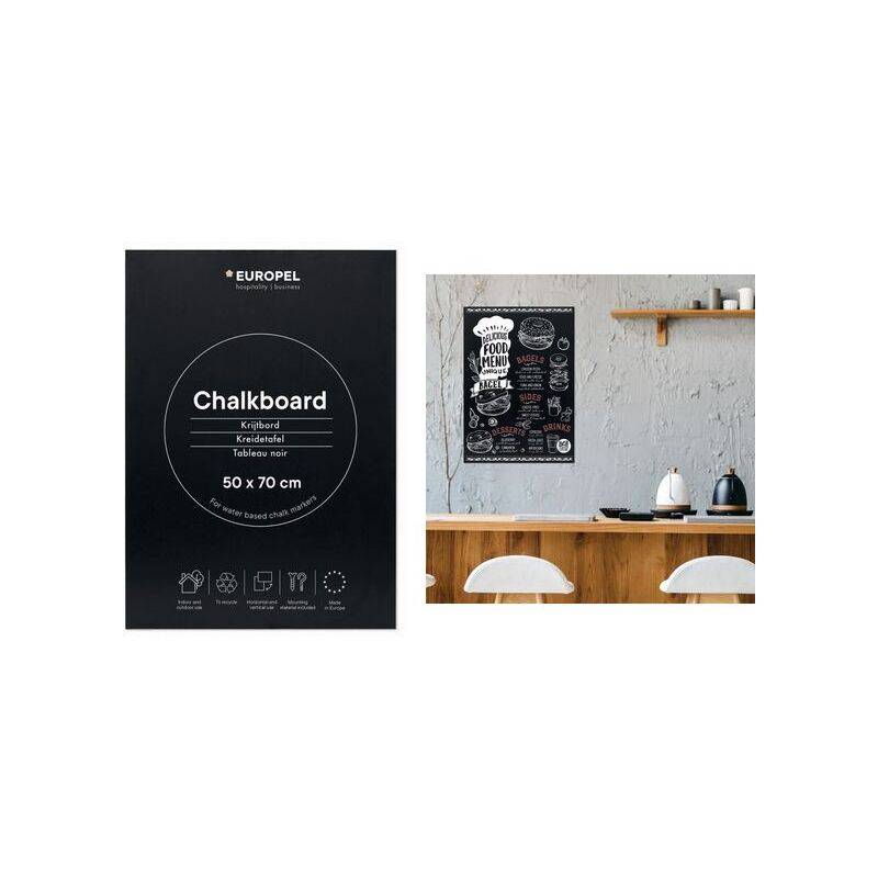 EUROPEL Kreidetafel ohne Rahmen, 600 x 840 mm, schwarz-0