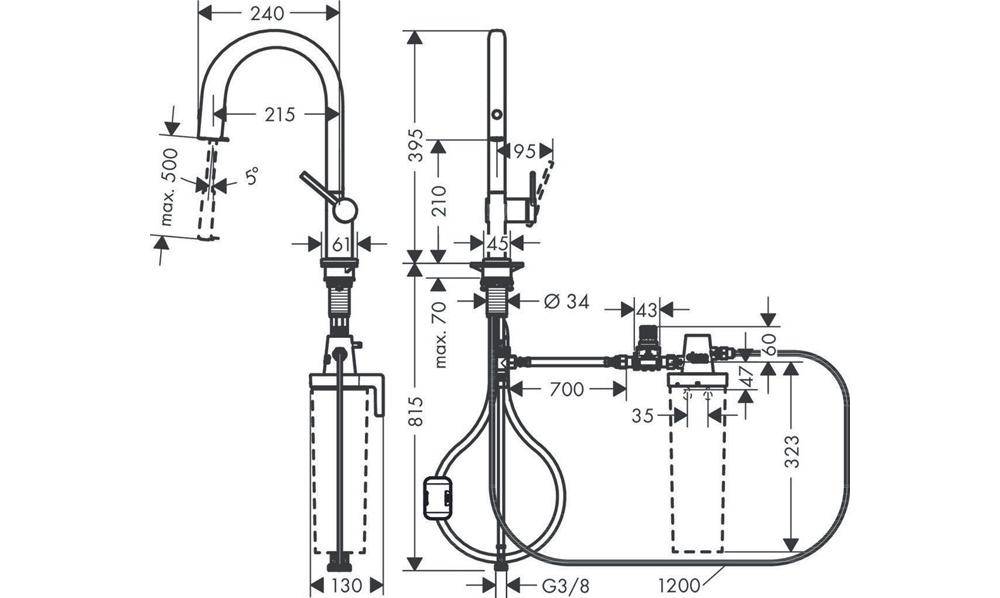 hansgrohe Filtersystem 210 Aqittura M91 Ausziehschlauch, 1 jet-1