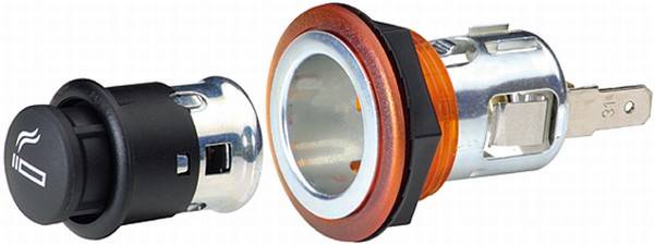 HELLA 8EZ 008 021-041 Zigarettenanzünder - 12V - Einbau - Stecker: Flachstecker - rot-0