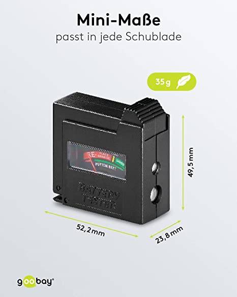 Goobay 54020 Batterietester für alle Batterien & Akkus AAA, AA, C, 9V, D, N, 1,5V Knopfzelle Batterieprüfgerät Testgerät-2