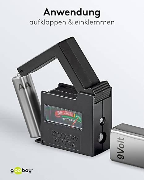Goobay 54020 Batterietester für alle Batterien & Akkus AAA, AA, C, 9V, D, N, 1,5V Knopfzelle Batterieprüfgerät Testgerät-4