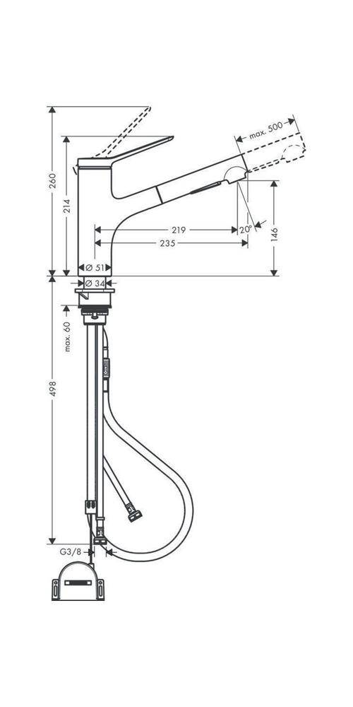 HG Einhebel-Spültischmischer Zesis M33 150 Ausziehbrause 2 jet sBox lite ES-Op.-1