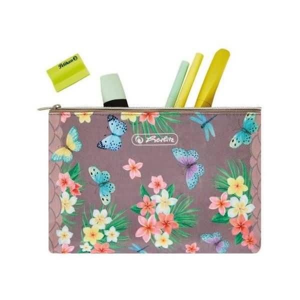 Schüleretui Faulenzer flach Ladylike Polyester 220x150mm Butterflies-1