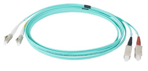 EFB-Elektronik IPL-DR-LCUSCU-3-0050, INFRALAN Duplex Patchkabel LC-SC OM3 0,5m LSZH 2mm aqua