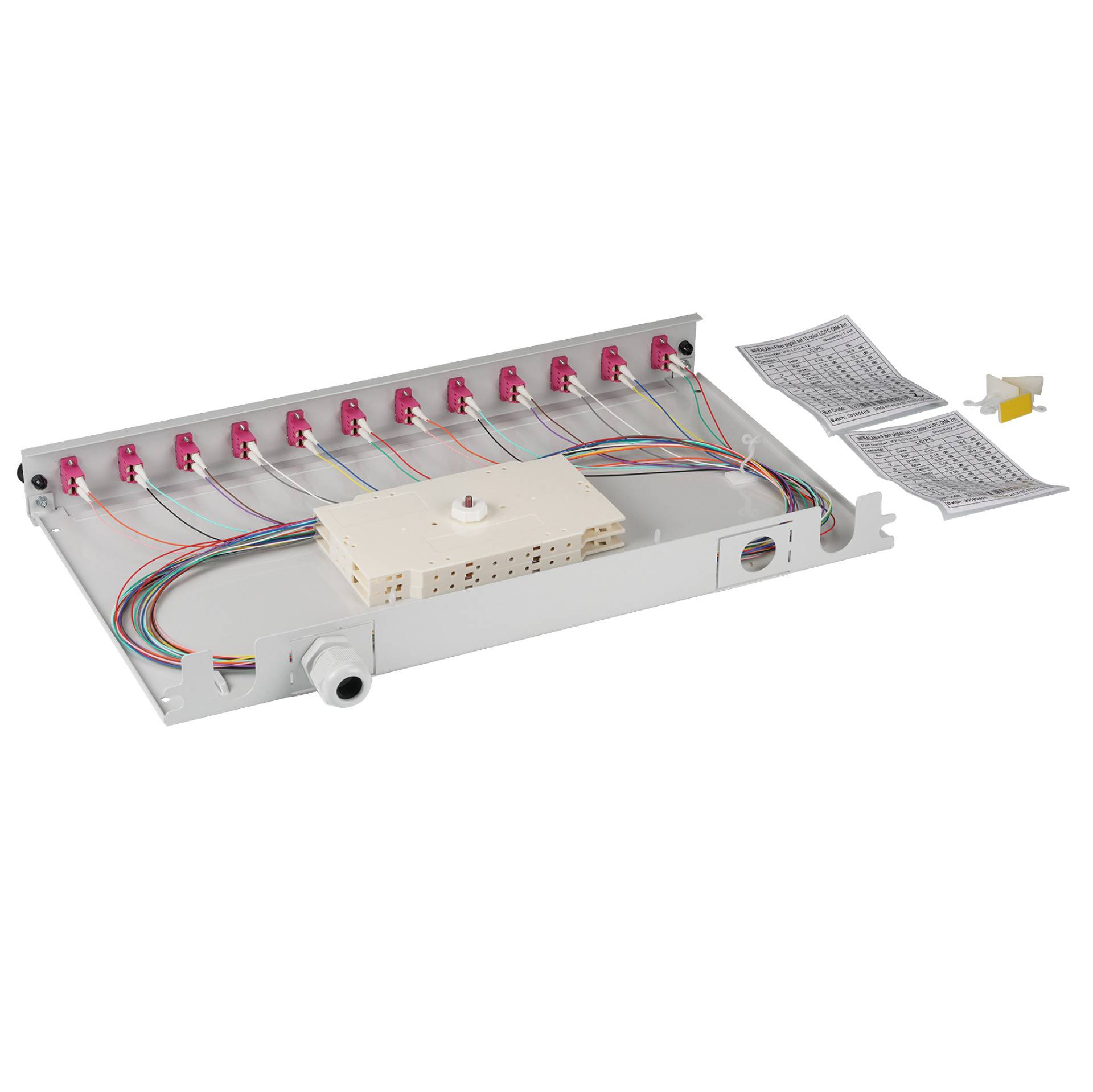 EFB-Elektronik BA71901L12OM4, Spleißbox LC 50/125µ OM4 ausziehbar, 12 Pigtails abgesetzt /6 Kupplungen-0