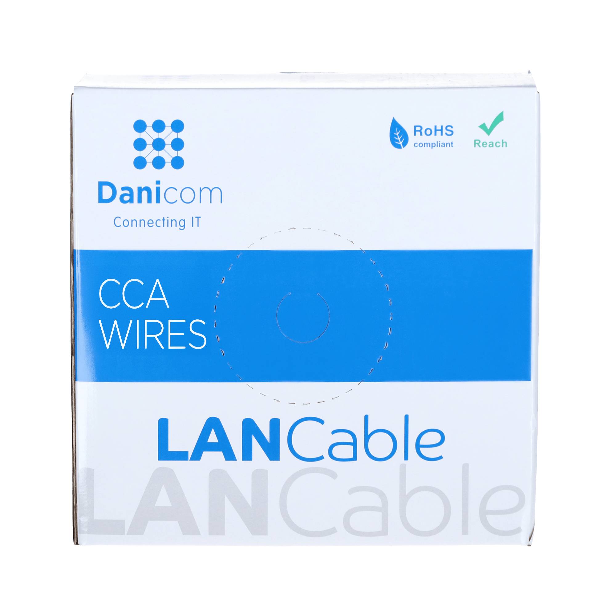 CAT6 Netzwerkkabel, S/FTP, AWG 23/1 (Starrleiter), 100 Meter, Grau, CCA-2