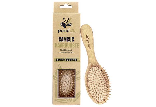 pandoo Bambus Haarbürste mit Naturborsten - Vegan, umweltfreundlich - Natur-Bürste mit