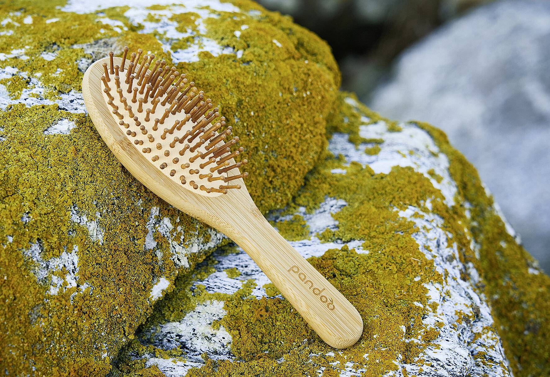 pandoo Bambus Haarbürste mit Naturborsten - Vegan, umweltfreundlich - Natur-Bürste mit-3